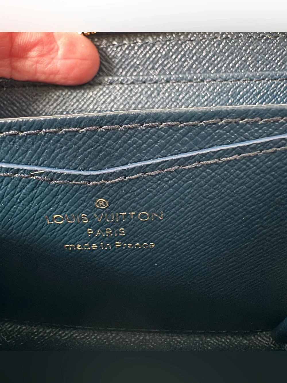 LUXE Remix Monogram Denim Zippy Coin and Card Purse Blue